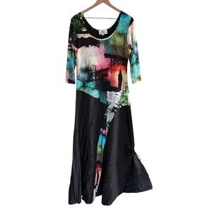 Rare Viviana Gabeiras Colorful Abstract Maxi Dress Art To Wear Women’s Size XL